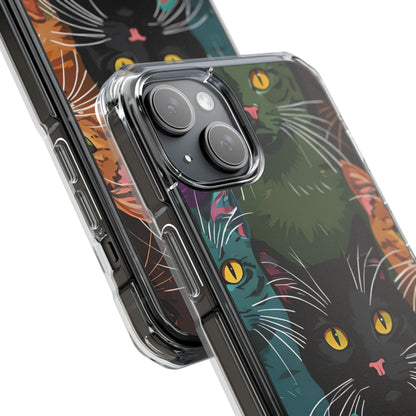 Teal Cat Grid iPhone 15 Plus Case - Impact