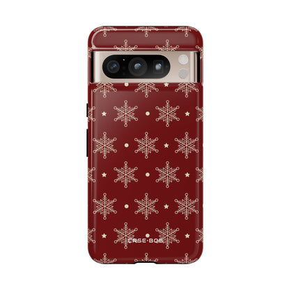 Cream Snowflake Crimson Google Pixel 8 Pro Case - Tough