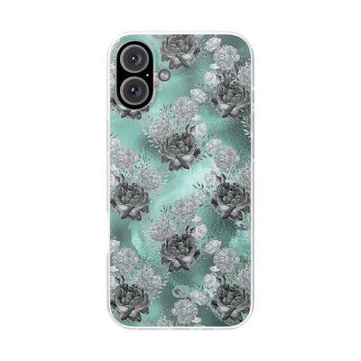 Frost Mint Floral · Soft Handyhülle für iPhone