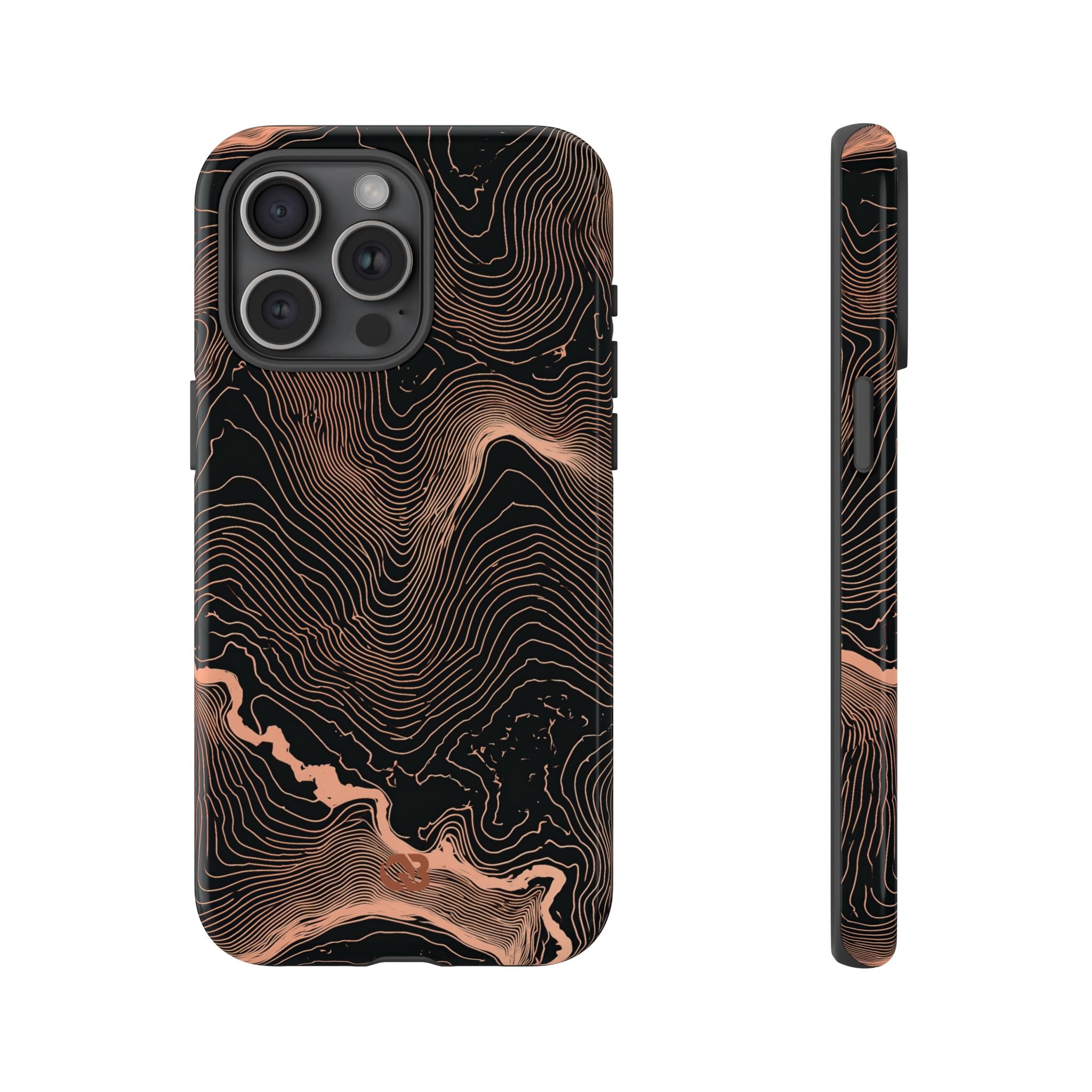 Orange Tough Phone Case for iPhone - Salmon Ridge Topo