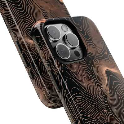 Orange Tough Phone Case for iPhone - Salmon Ridge Topo