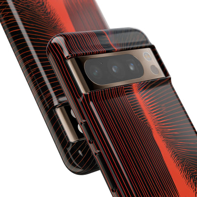 Red Tough Phone Case for Google Pixel - Crimson Frequency Pulse