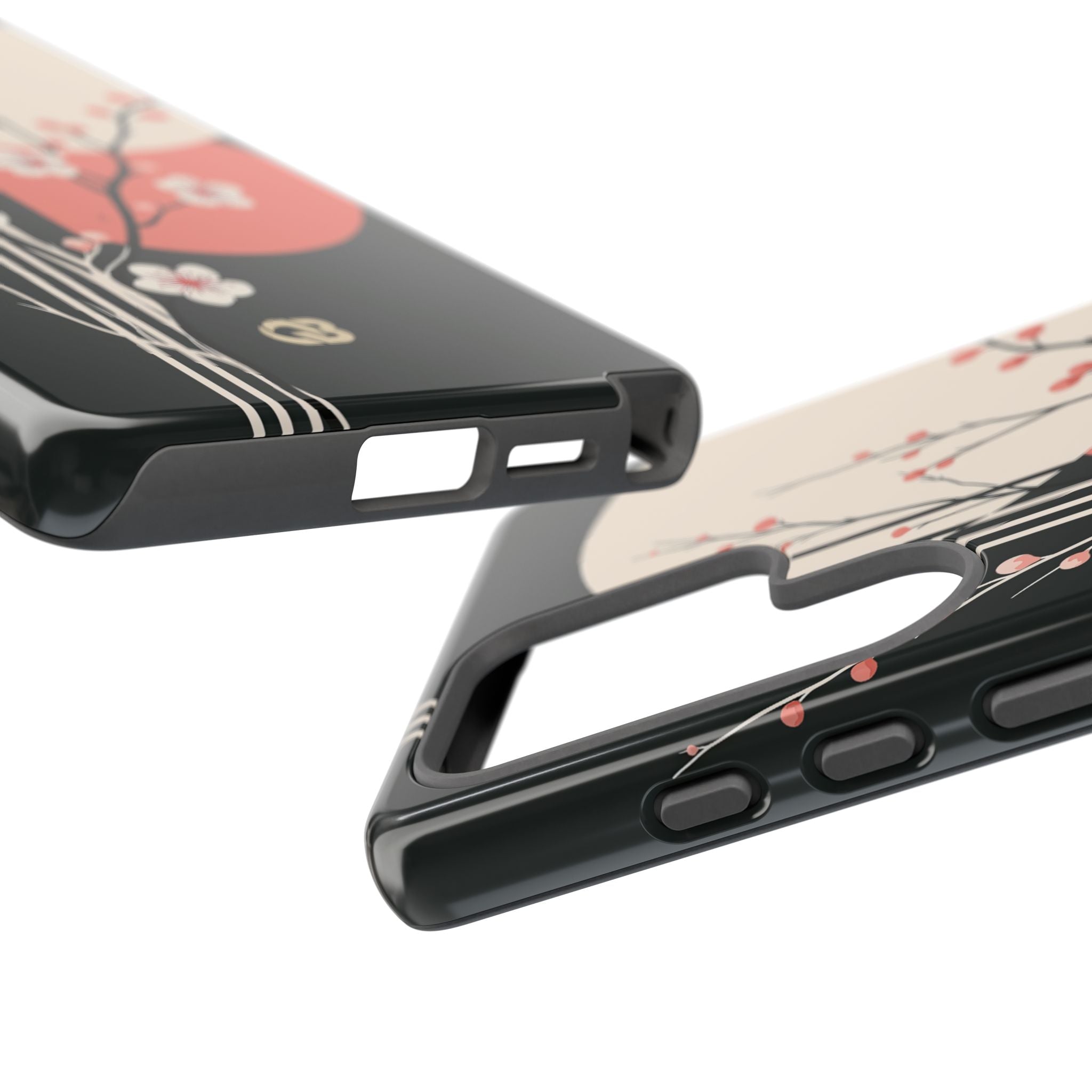 Black Tough Phone Case for Samsung - Kyoto Midnight Blossom