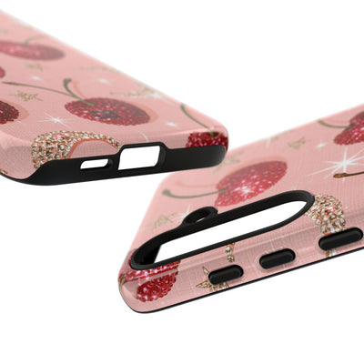 Bedazzled Ruby Cherries · Tough Phone Case for Samsung · Pink