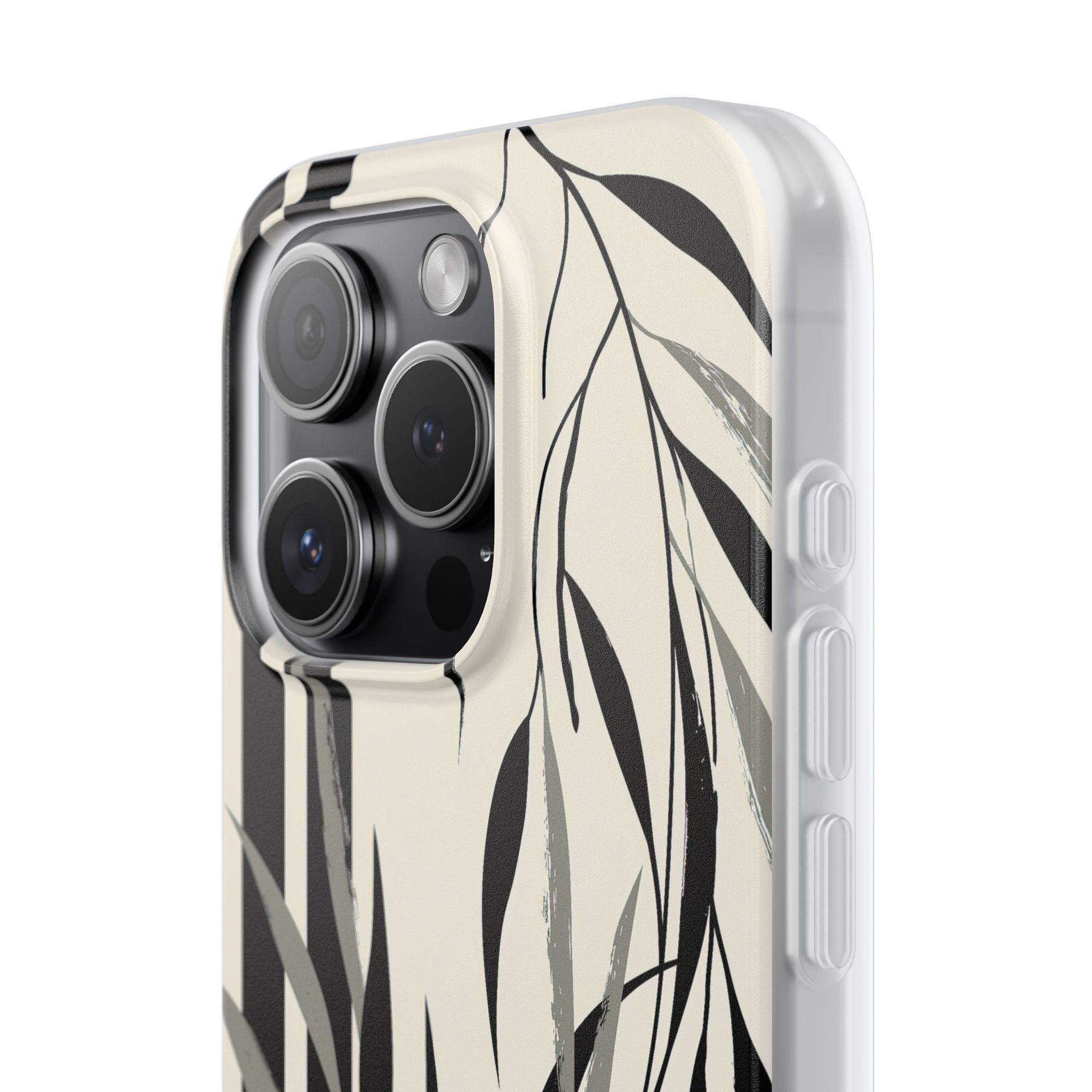 Beige Lite Phone Case for iPhone - Soot Leaf Sketch