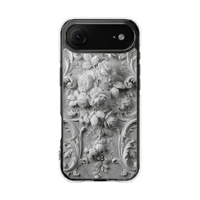 Rococo Marble Rose · Clear Impact Magnetic Phone Case for iPhone · White