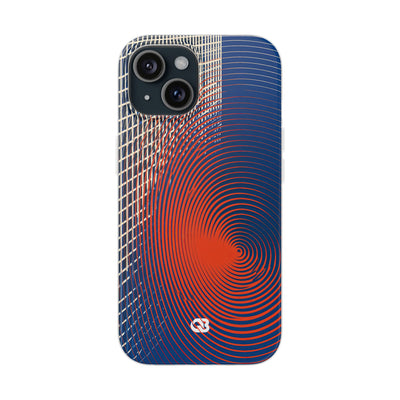 Blue Lite Phone Case for iPhone - Orange Orbit Grid