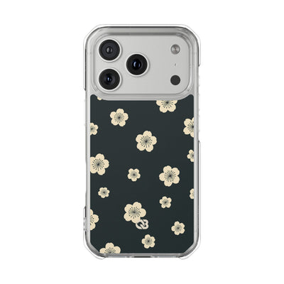 Teal Impact MagSafe Phone Case for iPhone - Obsidian Cream Petals