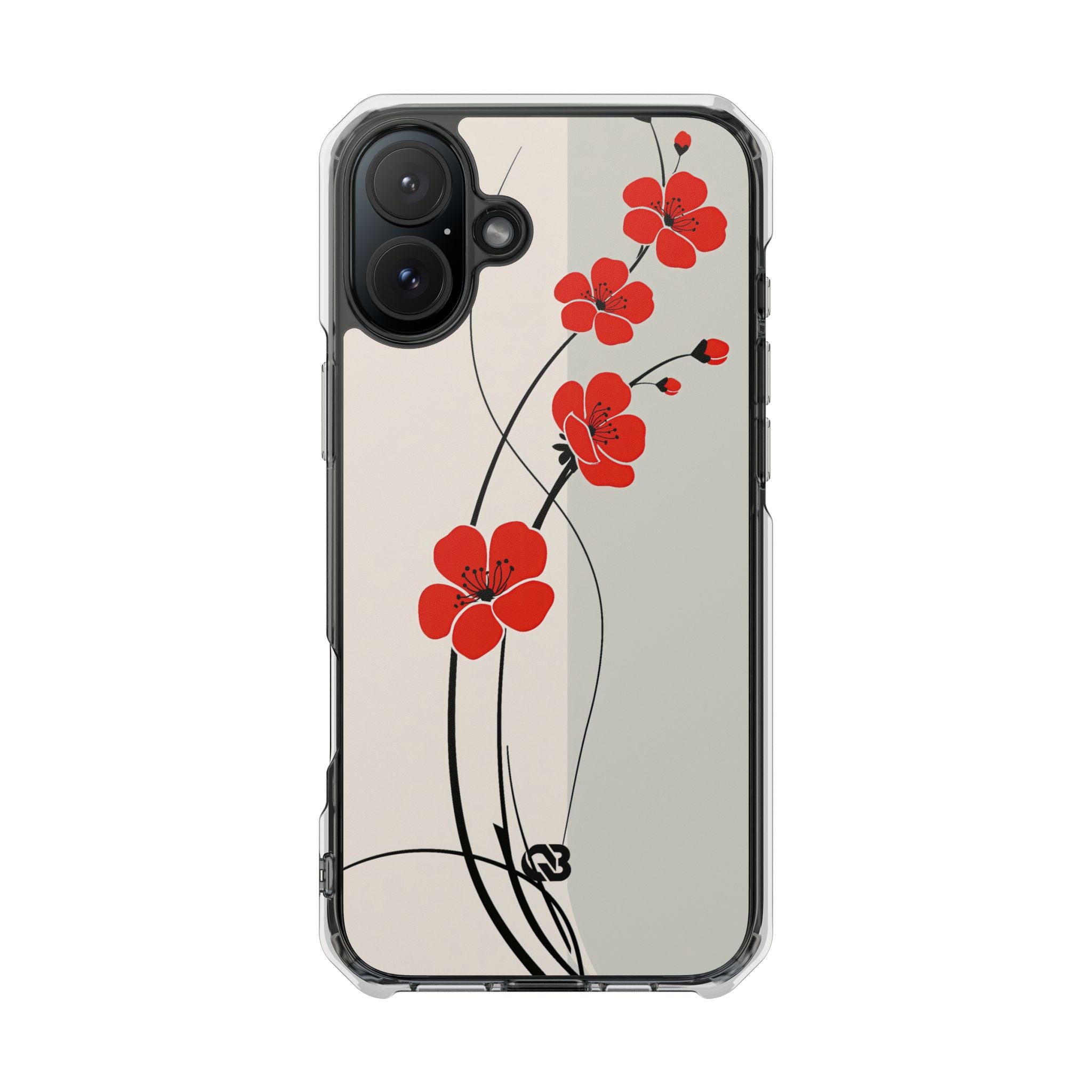 Beige Impact MagSafe Phone Case for iPhone - Scarlet Ink Petals