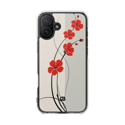 Beige Impact MagSafe Phone Case for iPhone - Scarlet Ink Petals