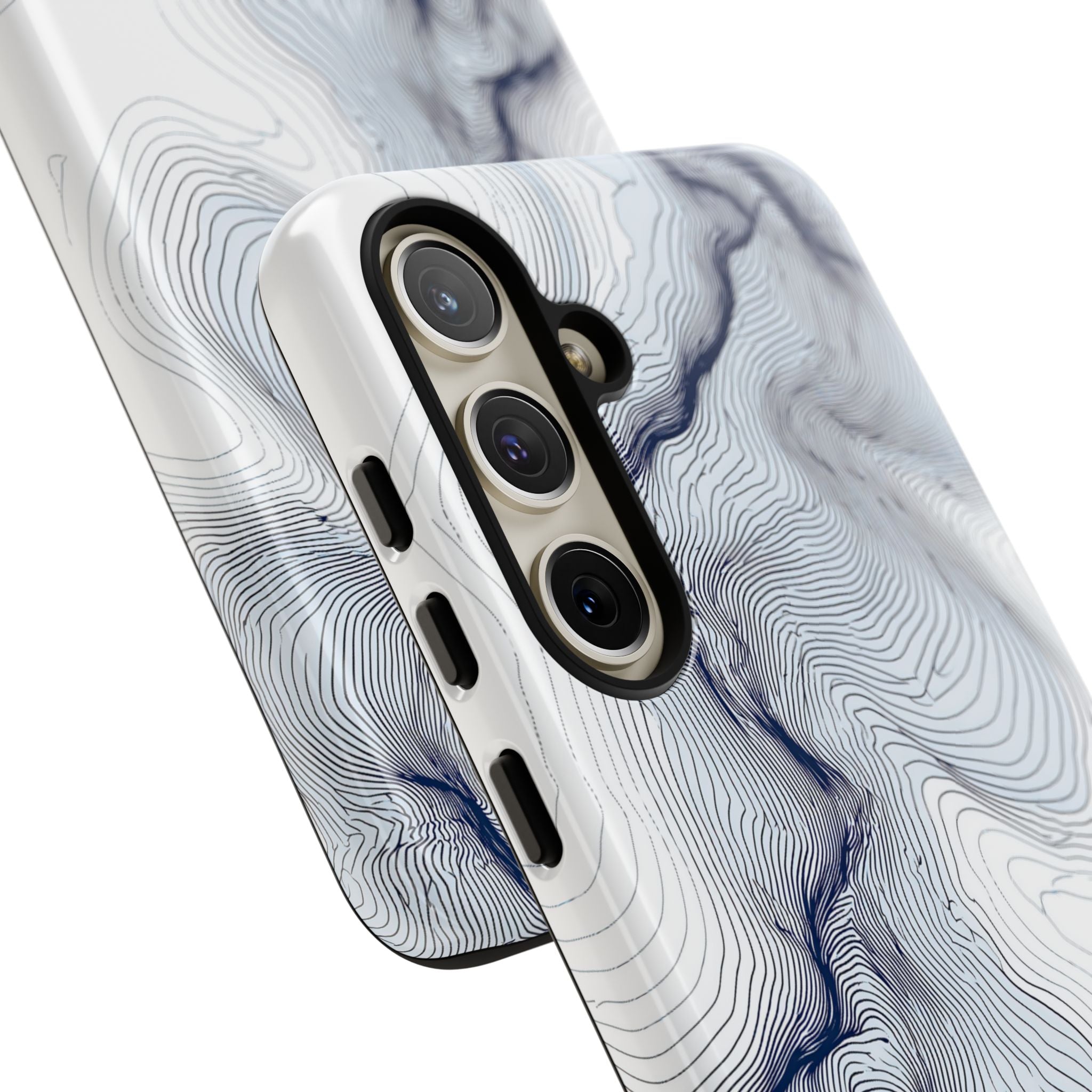White Tough Phone Case for Samsung - Nordic Ridge Topo