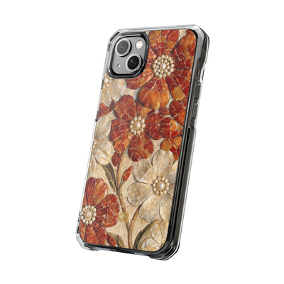 Carnelian Pearl Bloom · Clear Impact Magnetic Phone Case for iPhone · Orange