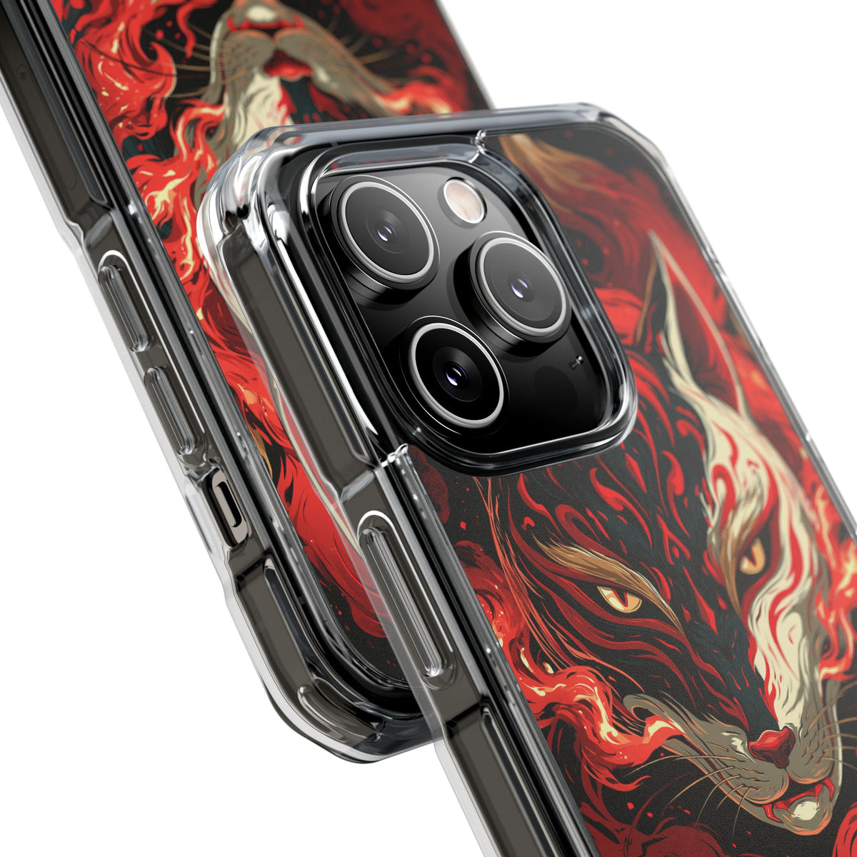 Crimson Kitsune Spirit · Clear Impact Magnetic Phone Case for iPhone · Red