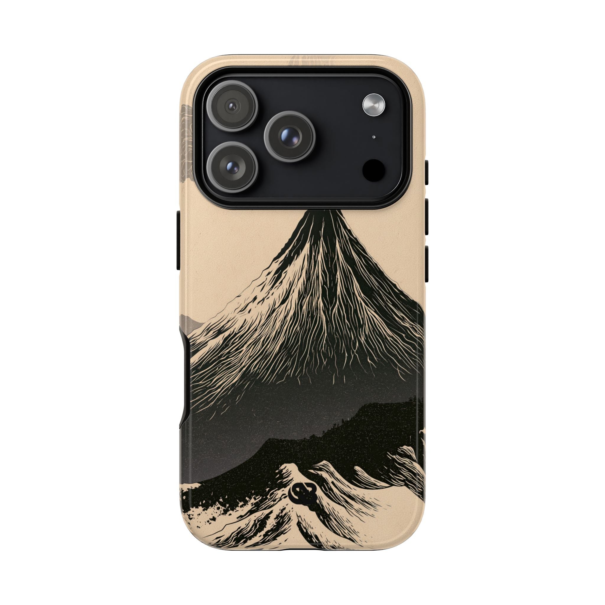 Beige Tough Phone Case for iPhone - Obsidian Ink Summit