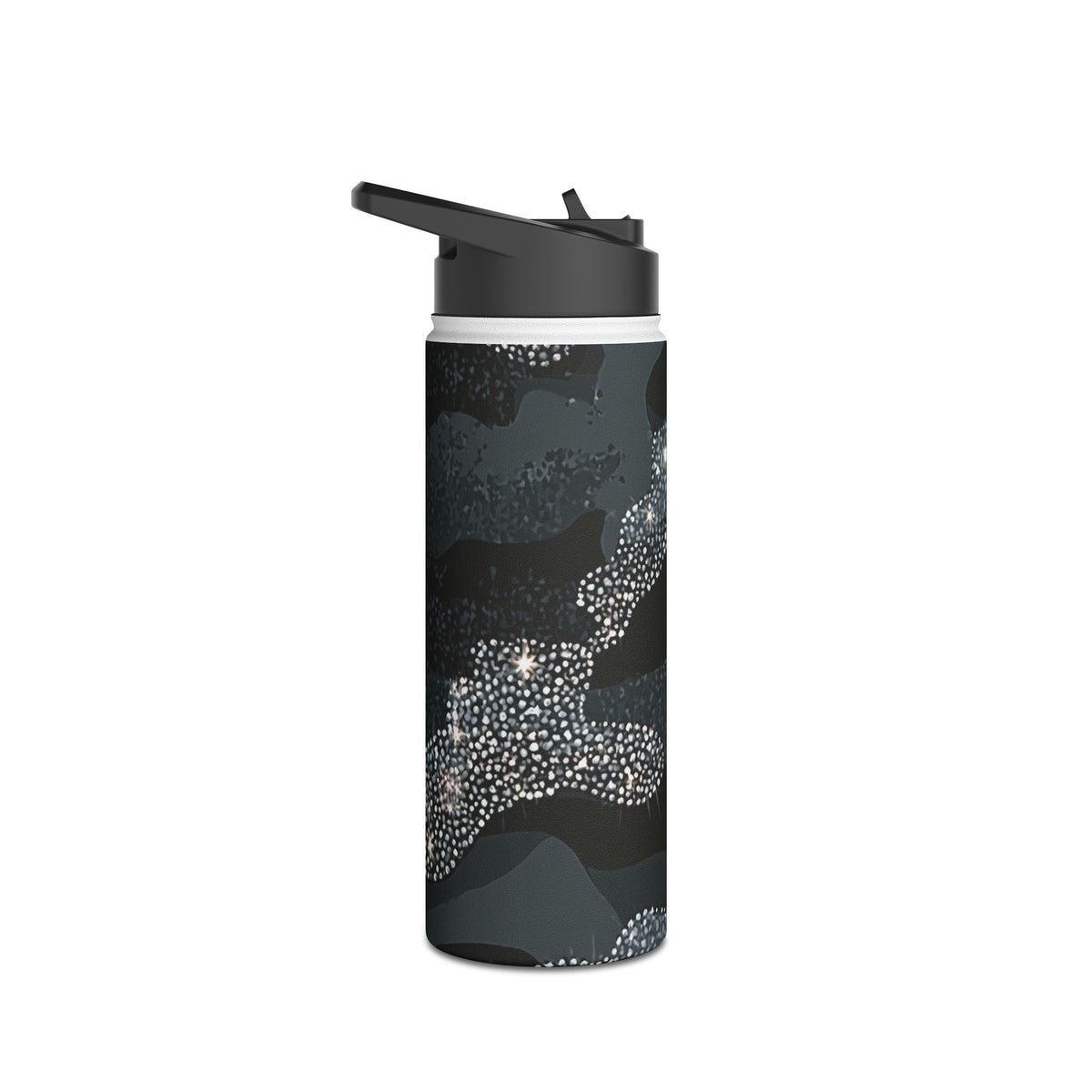 Glitter Shadow Camo · Insulated Water Bottle · Black