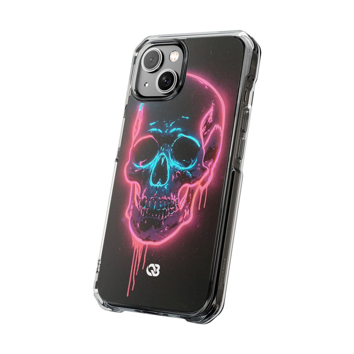 Neon Drip Skull · Clear Impact Magnetic Phone Case for iPhone · Black