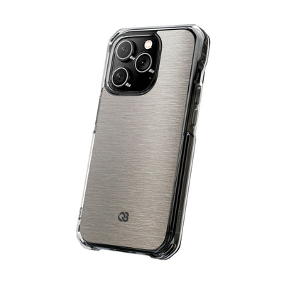 Brushed Silver Alloy · Clear Impact Magnetic Phone Case for iPhone ·  Silver