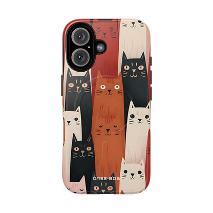 Elongated Cats Black iPhone 16 Case - Tough+