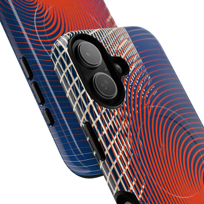 Blue Tough 2.0 Magsafe Phone Case for iPhone - Orange Orbit Grid