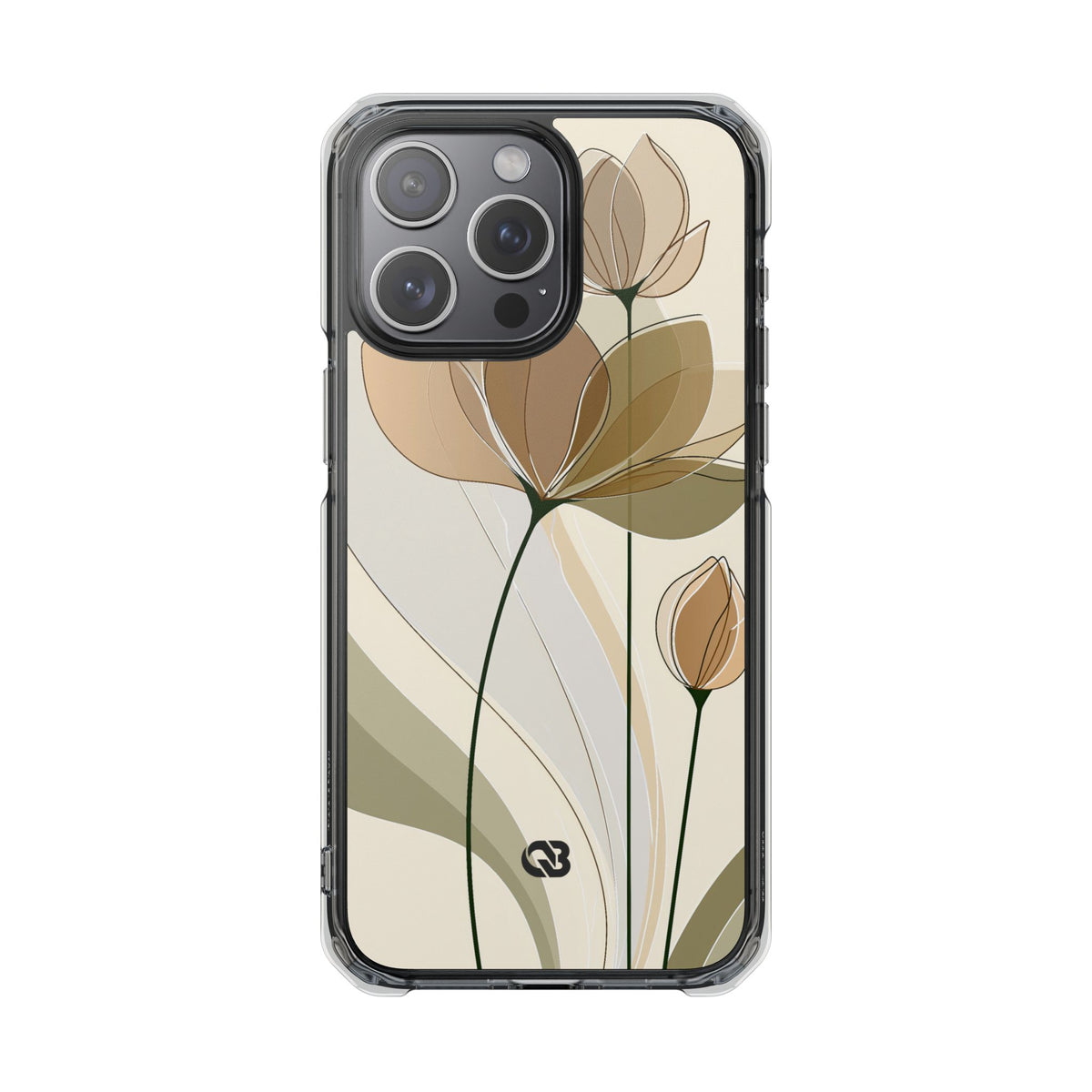 Translucent Petal Contour · Clear Impact Magnetic Phone Case for iPhone ·  Beige