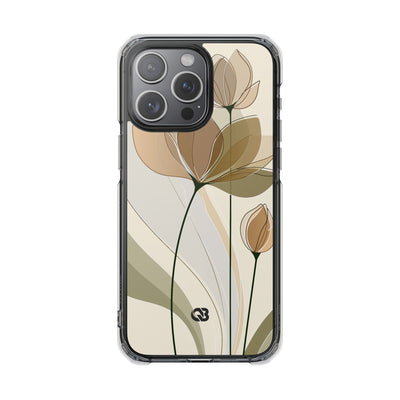 Translucent Petal Contour · Clear Impact Magnetic Phone Case for iPhone ·  Beige