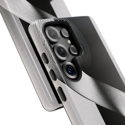 Grey Tough Phone Case for Samsung - Obsidian Moiré Wave