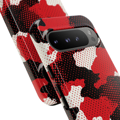 Crimson Halftone Camo · Tough Phone Case for Pixel ·  Red