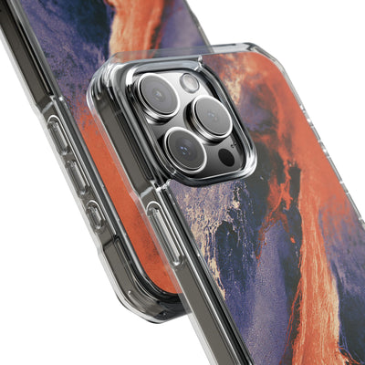 Solar Aura Drift · Clear Impact Magnetic Phone Case for iPhone · Orange
