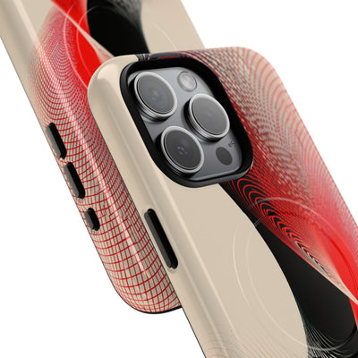 Red Tough 2.0 Magsafe Phone Case for iPhone - Crimson Grid Vortex
