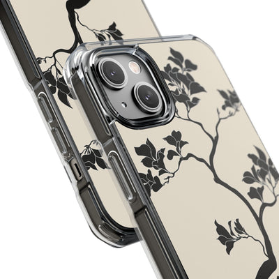 Beige Impact MagSafe Phone Case for iPhone - Obsidian Bonsai Silhouette