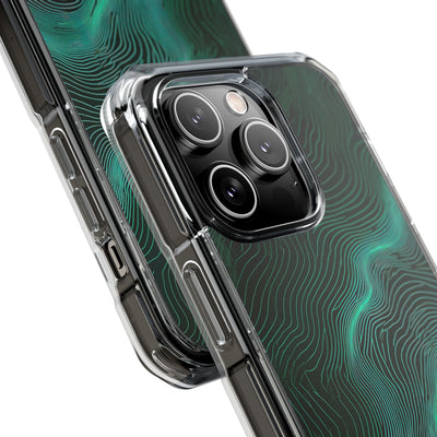 Teal Impact MagSafe Phone Case for iPhone - Neon Jade Contour