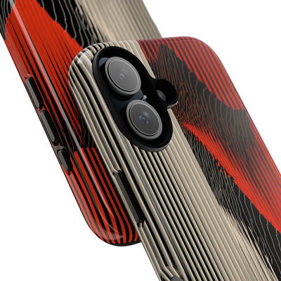 Red Tough Phone Case for iPhone - Crimson Pulse Topo