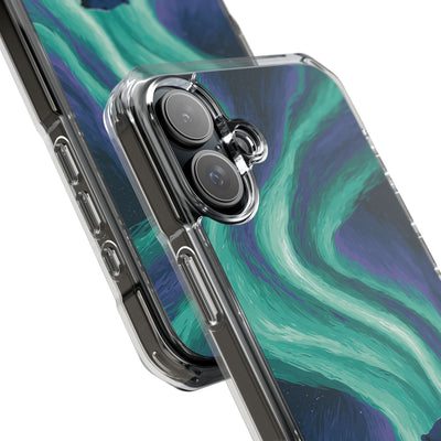 Arctic Aurora Bear · Clear Impact Magnetic Phone Case for iPhone · Teal
