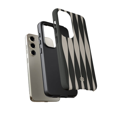 Black Tough Phone Case for Samsung - Ivory Spindle Grid