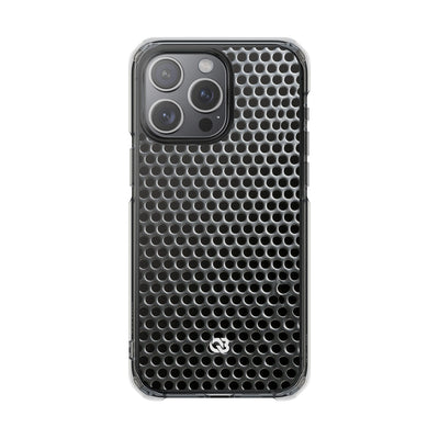 Brushed Perforated Steel · Clear Impact Magnetic Phone Case for iPhone ·  Silver