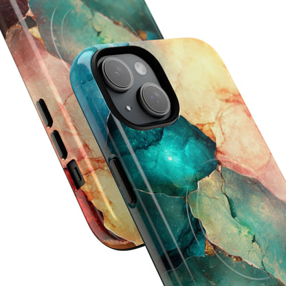 Teal Mosaikadern iPhone 15 Plus Case - Tough+