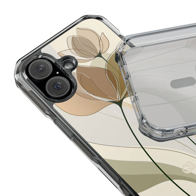 Beige Impact MagSafe Phone Case for iPhone - Muted Ochre Petals