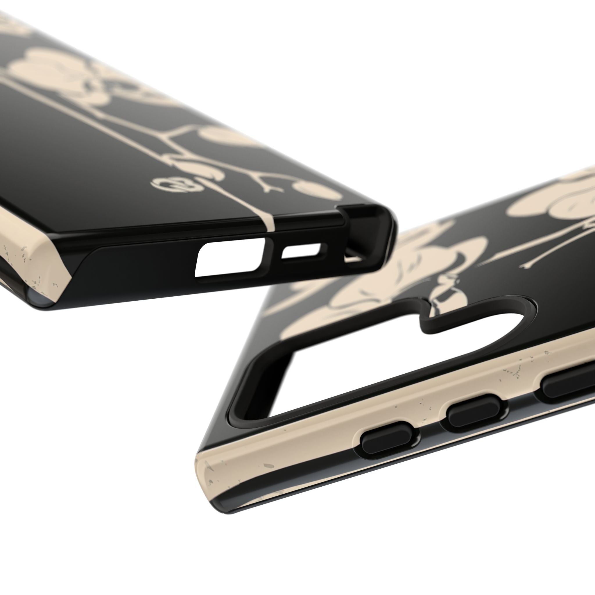 Black Tough Phone Case for Samsung - Obsidian Bone Orchid