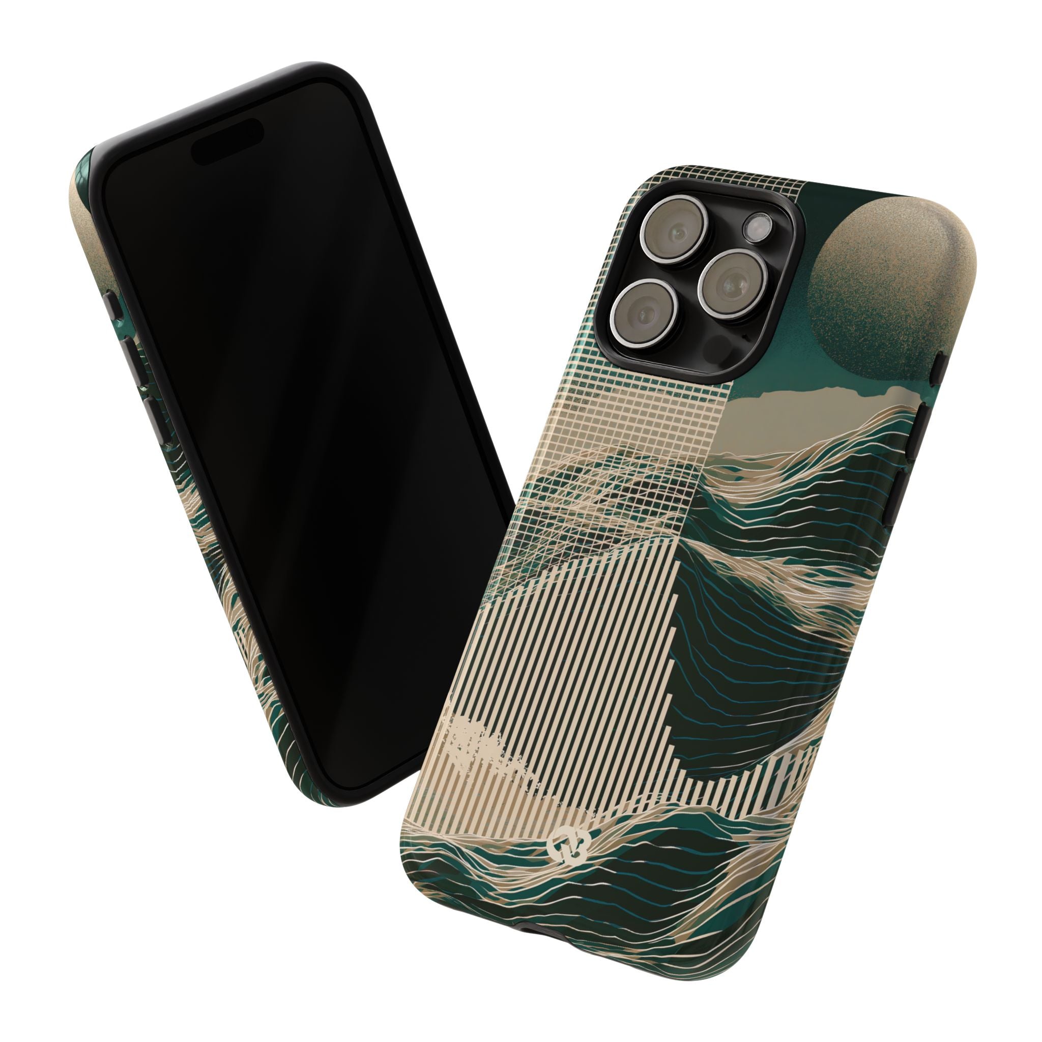 Green Tough Phone Case for iPhone - Lunar Moss Topography