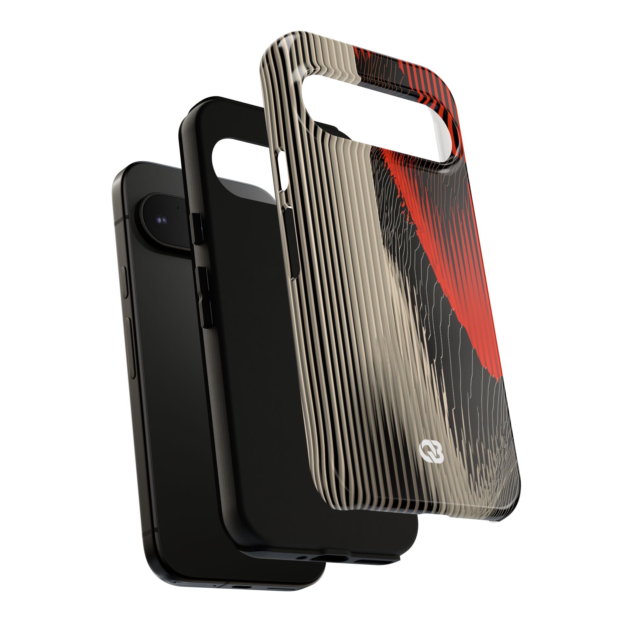 Red Tough Phone Case for Google Pixel - Crimson Pulse Topo