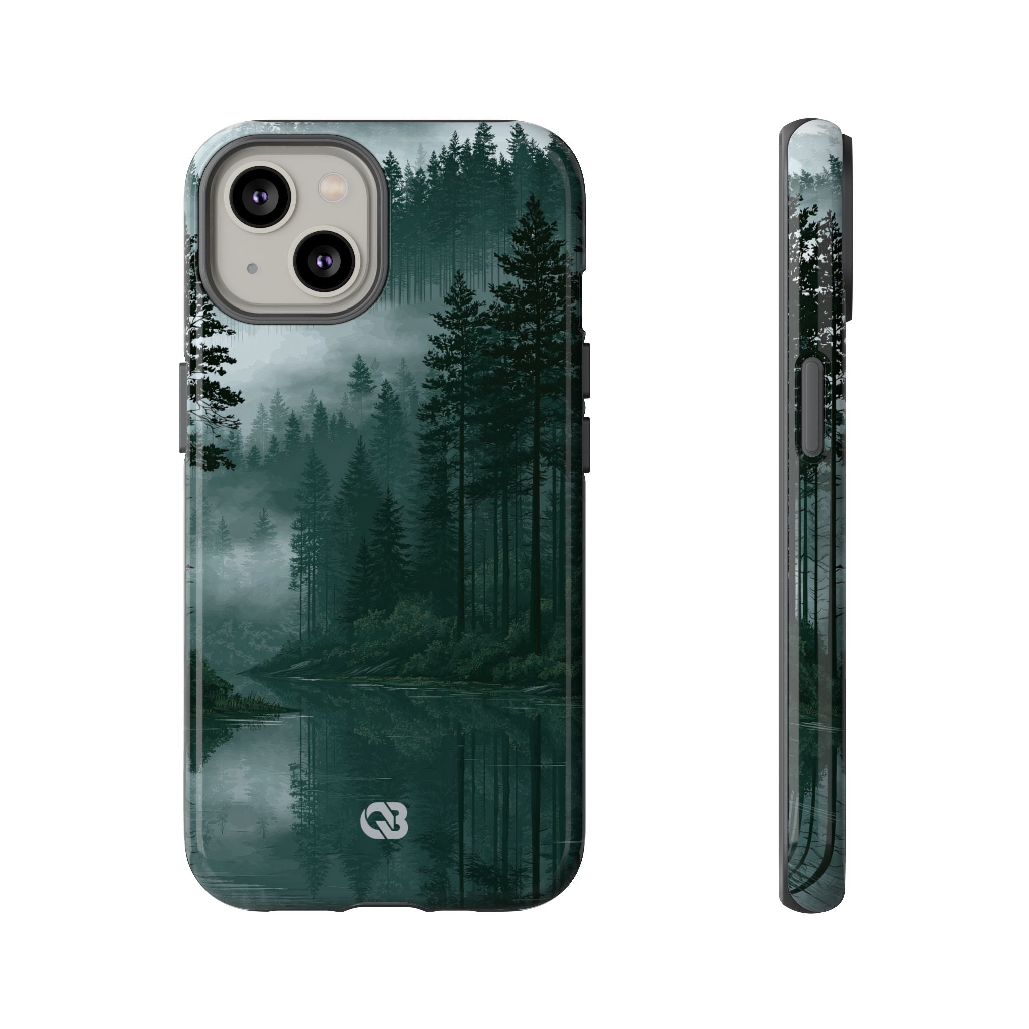 Green Tough Phone Case for iPhone - Misty Evergreen Mirror