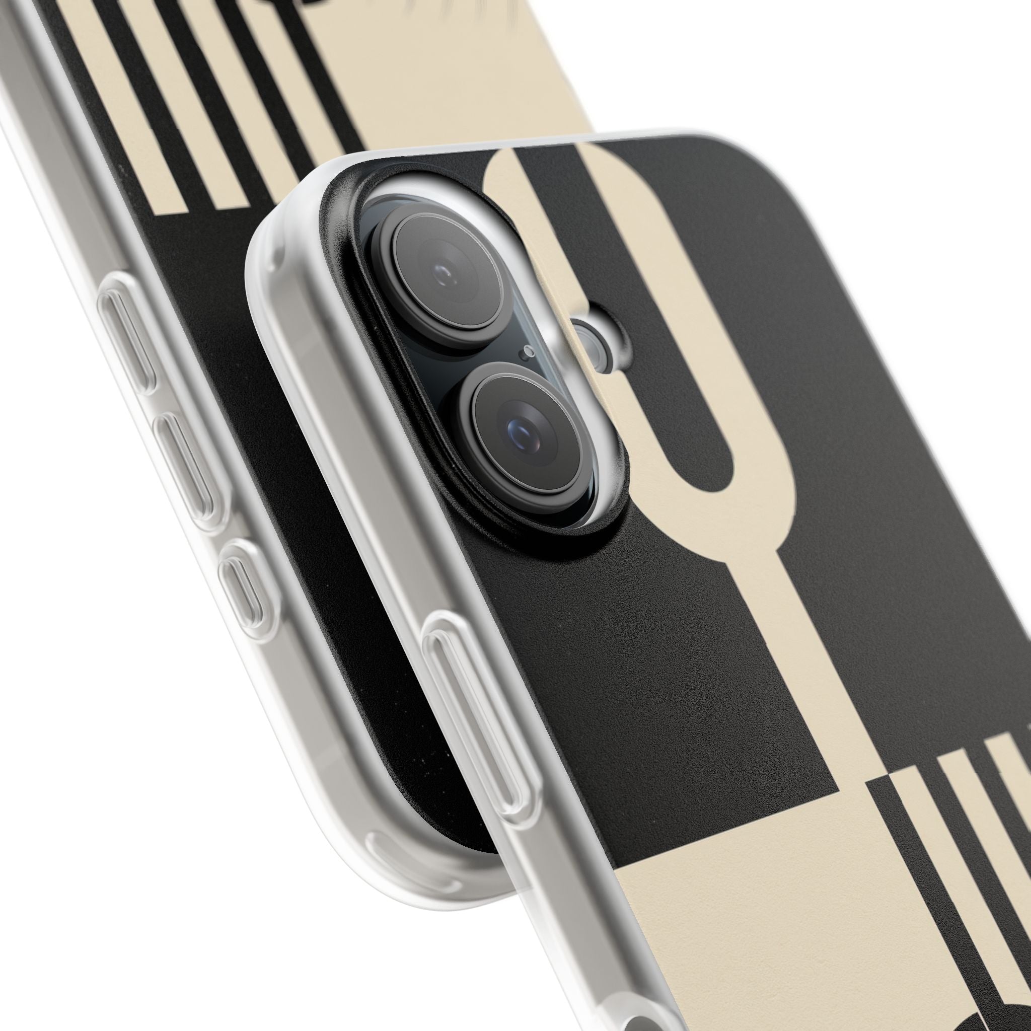 Black Lite Phone Case for iPhone - Ivory Signal Grid