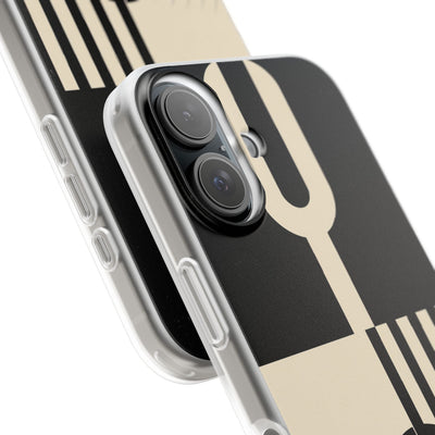 Black Lite Phone Case for iPhone - Ivory Signal Grid