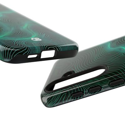 Teal Tough Phone Case for Samsung - Neon Jade Contour