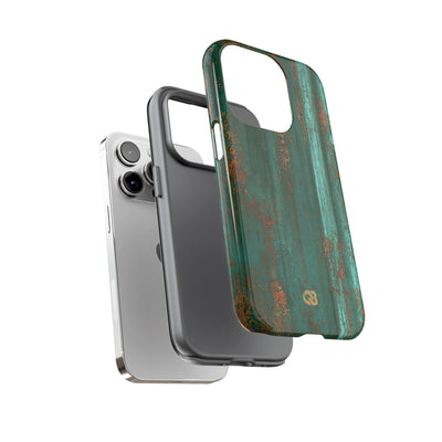 Teal Tough Phone Case for iPhone - Verdigris Copper Siding