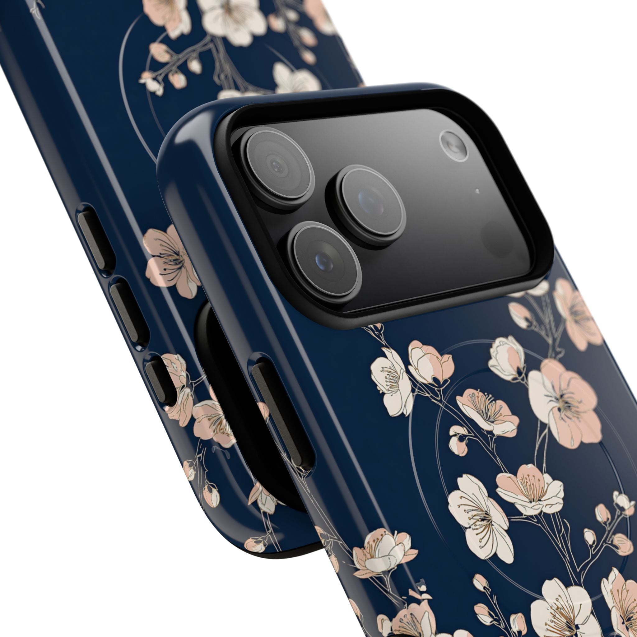 Blue Tough 2.0 Magsafe Phone Case for iPhone - Midnight Peach Sakura