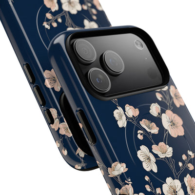 Blue Tough 2.0 Magsafe Phone Case for iPhone - Midnight Peach Sakura