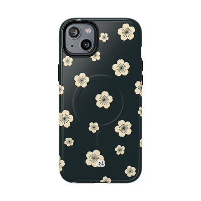 Teal Tough 2.0 Magsafe Phone Case for iPhone - Obsidian Cream Petals