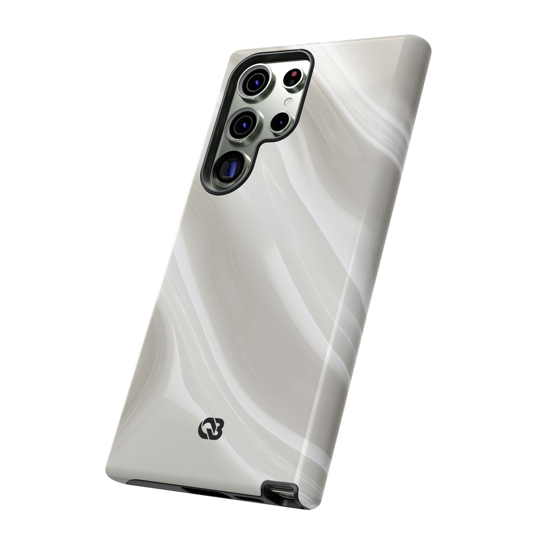White Tough Phone Case for Samsung - Polished Ivory Wave
