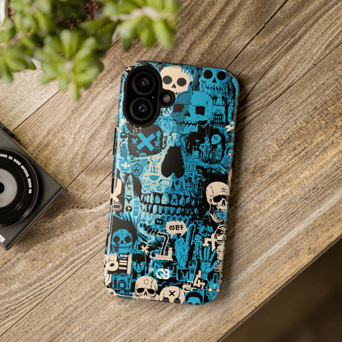 Electric Skull Graffiti · Tough Phone Case for iPhone · Blue